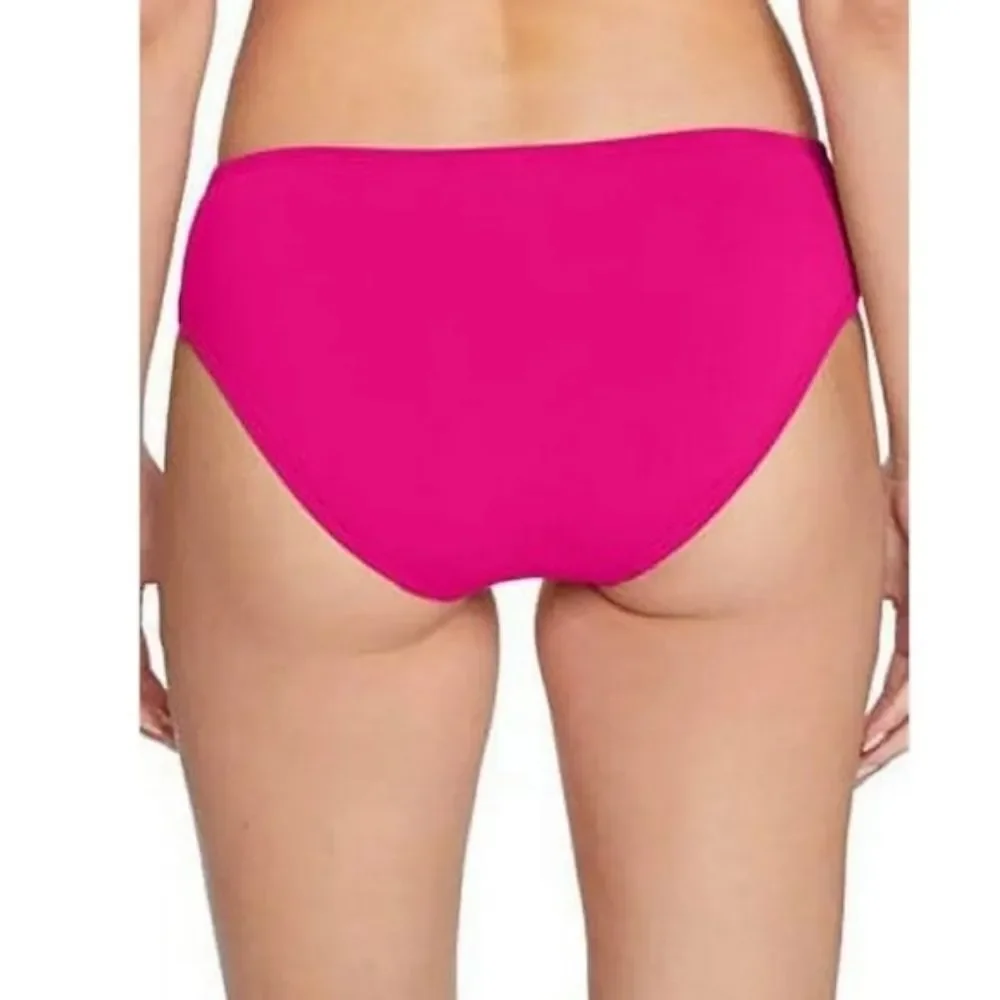 NEW ROBIN PICCONE Olivia Knot Front High Leg Bikini Bottoms Size M Fuchsia